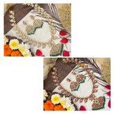 Vriksham Designer Reversible Manga With Floral Pendant Long Neckpiece-Green Bead-G19168